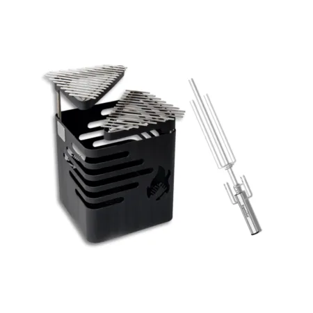 Combo Cesta de Fuego Nogal + Espeto Giratorio